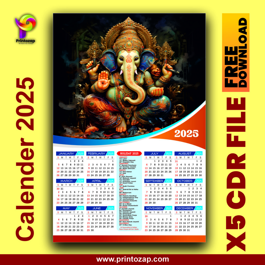 Calender 2025 free cdr file download